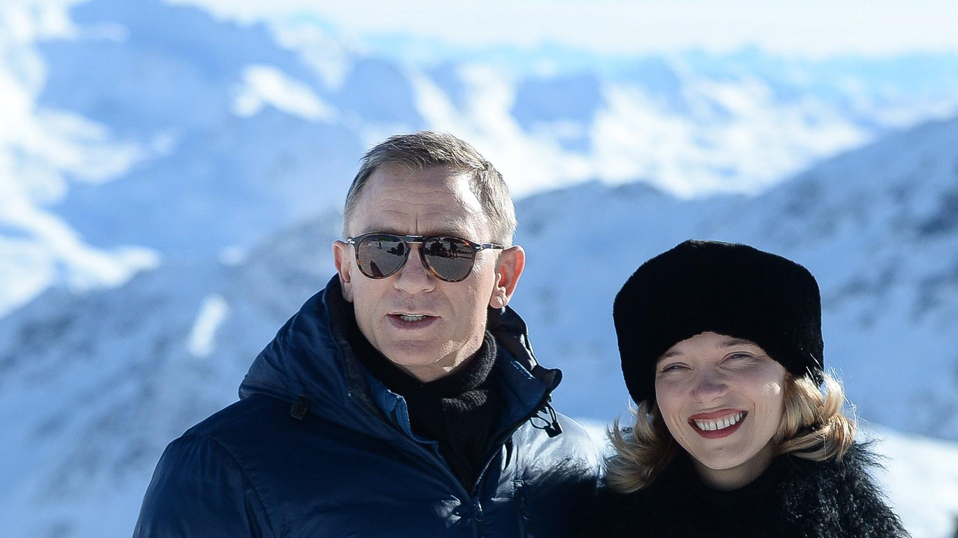 Daniel Craig und Lea Seydoux bei den Dreharbeiten in Sölden.