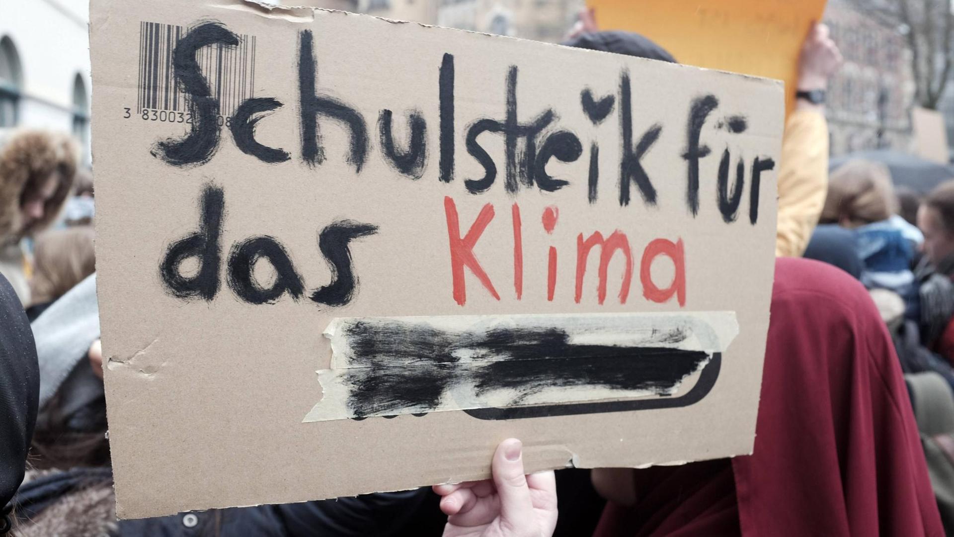 "Fridays for future"-Protest im März 2019 in Bremen: Jugendliche halten ein Transparent mit der Aufschrift "Schulstreik für das Klima" hoch.