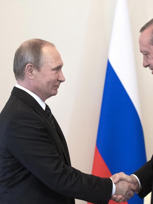 Russlands Präsident Wladimir Putin und der türkische Präsident Recep Tayyip Erdogan (r.).