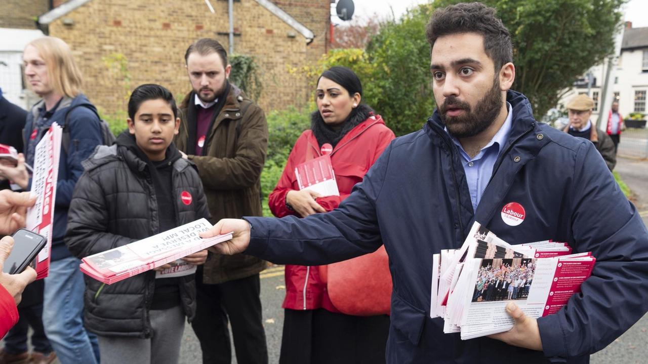  November 3, 2019, London, London, UK: London, UK. Ali Milani, the Labour Party General Election candidate is canvassing with supporters in Uxbridge & South Ruislip at the start of his campaign. He hopes to defeat British Prime Minister Boris Johnson who is MP for the constituency. London UK PUBLICATIONxINxGERxSUIxAUTxONLY - ZUMAl94 20191103zafl94074 Copyright: xRayxTangx