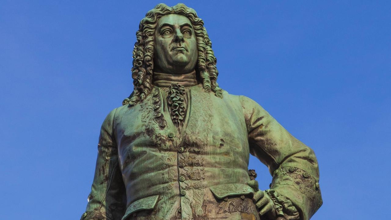 Eine Statue von Georg Friedrich Händel in seiner Geburtsstaat Halle an der Saale