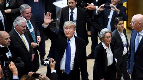 US-Präsident Trump bei seiner Ankunft in Davos.