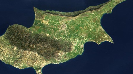 Der Krisenstaat Zypern, fotografiert aus dem All