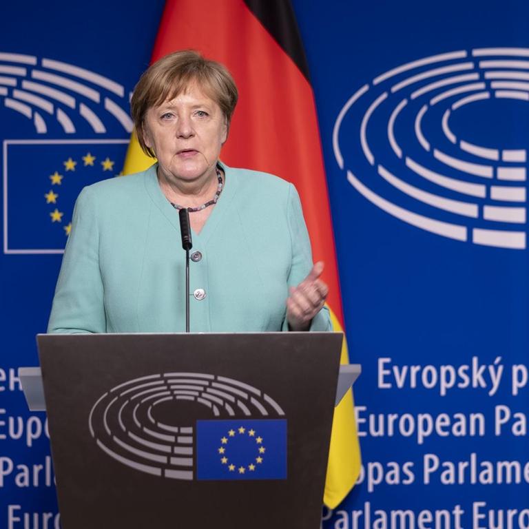 Bundeskanzlerin Angela Merkel im EU-Parlament in Brüssel.