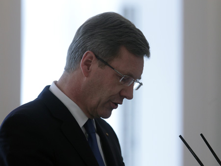 Christian Wulff bei seiner Rücktrittserklärung vom Amt des Bundespräsidenten