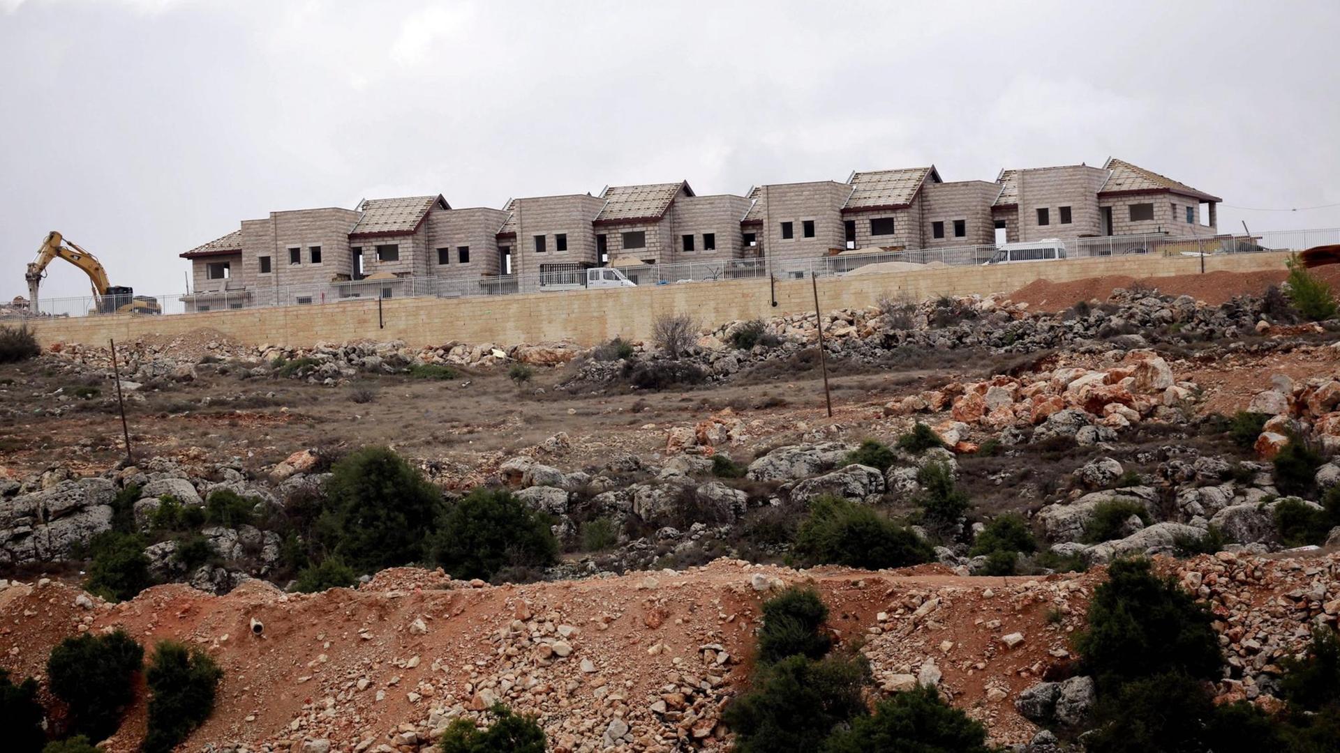 Das Bild zeigt die im Bau befindliche israelische Siedlung "Furat" südlich von Bethlehem im Westjordanland, aufgenommen am 15.12.2016