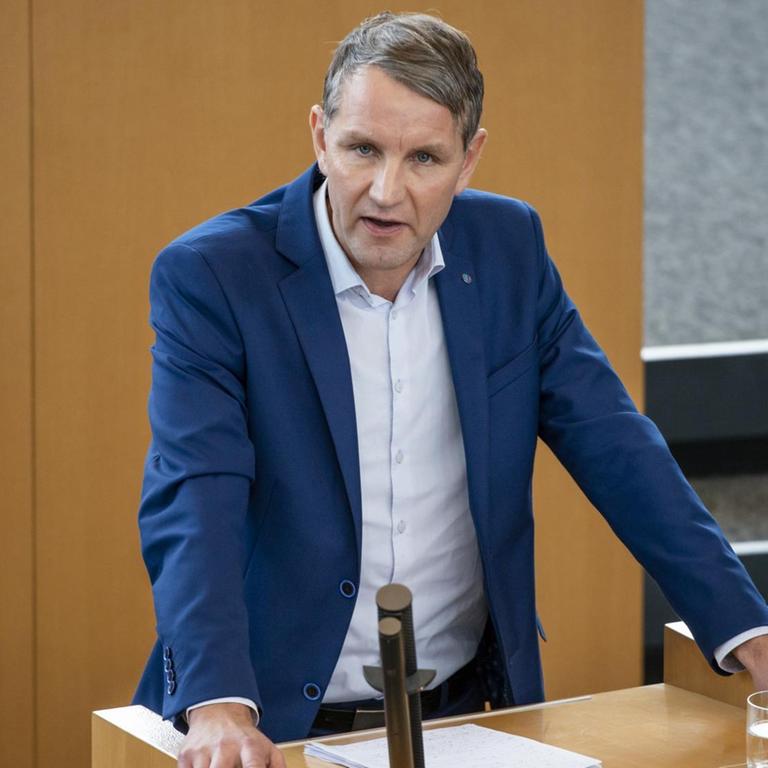 Björn Höcke, Fraktionsvorsitzender der Thüringer AfD, spricht im Thüringer Landtag