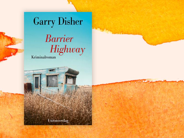 Das Cover des Buches "Barrier Highway" auf orange-weißem Grund.