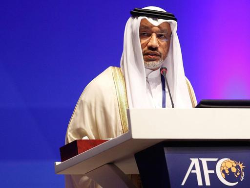 Mohamed Bin Hammam, ehemaliger Präsident des Asiatischen Fußball-Verbandes (AFC), bei einer Pressekonferenz zum Asian Cup 2011 am 6.11.2011 in Doha.
