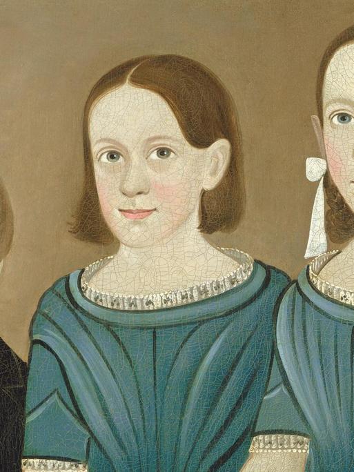 Auf einem Bild des Malers Sturtevant J. Hamblin sind zwei Schwestern mit ihrem kleinen Bruder zu sehen. Es wurde um das Jahr 1850 herum gemalt.
