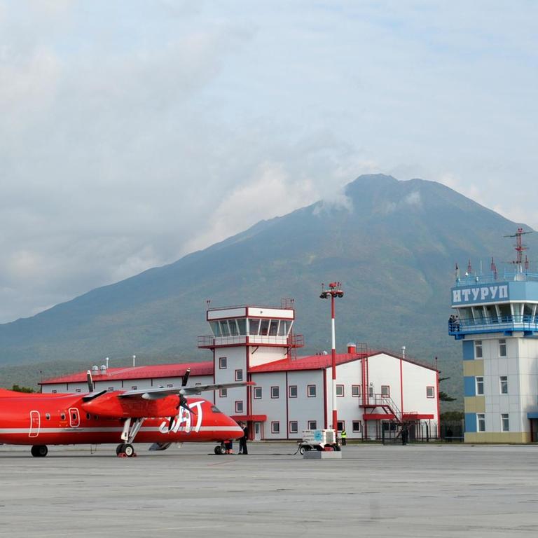 Der russische Flughafen auf der Kurileninsel Iturip, auf die auch Japan Anspruch erhebt.