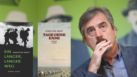 Buchcover links: Sebastian Barry: „Ein langer, langer Weg“, Buchcover rechts: Sebastian Barry: „Tage ohne Ende“