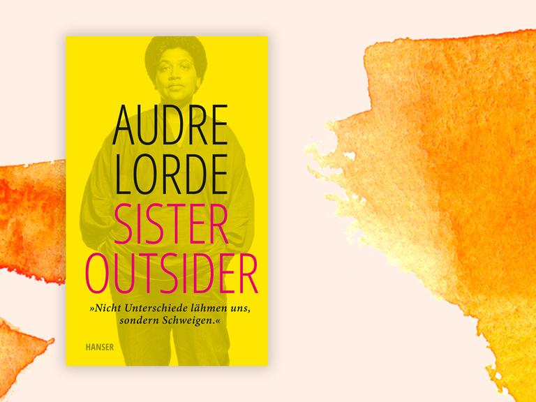 Das Buchcover "Sister Outsider" von Audre Lorde ist vor einem grafischen Hintergrund zu sehen.