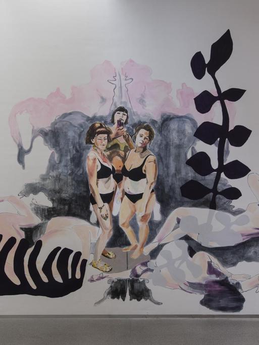 Eine Wandmalerei des Kollektivs "3 Hamburger Frauen" (Wandmalerei, 2-teilig, je 500 x 1000 cm)
