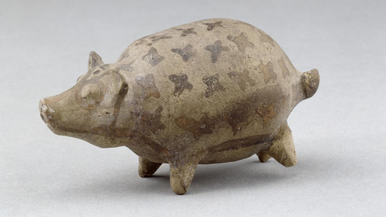 Bemaltes Schweinchen. Troja, Ton, bemalt, 1800-1100 v. Chr.