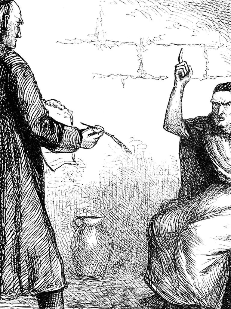 Die historische Zeichnung zeigt Martha Corey. Sie wurde 1692 in den Hexenprozessen von Salem als Hexe angeklagt und hingerichtet.