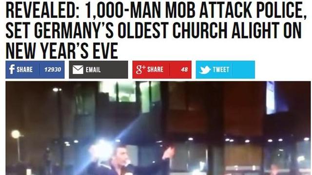 Breitbart titelte: "1.000-Mann-Mob attackiert Polizei, setzt Deutschlands älteste Kirche in Brand." Nichts davon stimmt.