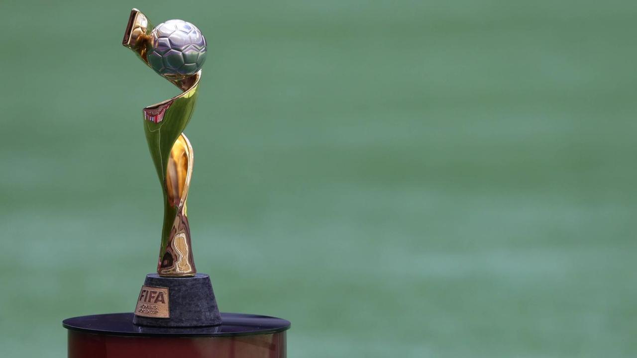 Der Pokal steht vor grünem Rasen. Er zegit einen in eine goldene Statue gefassten Fußball. Der Pokal steht vor grünem Rasen. Er zegit einen in eine goldene Statue gefassten Fußball.