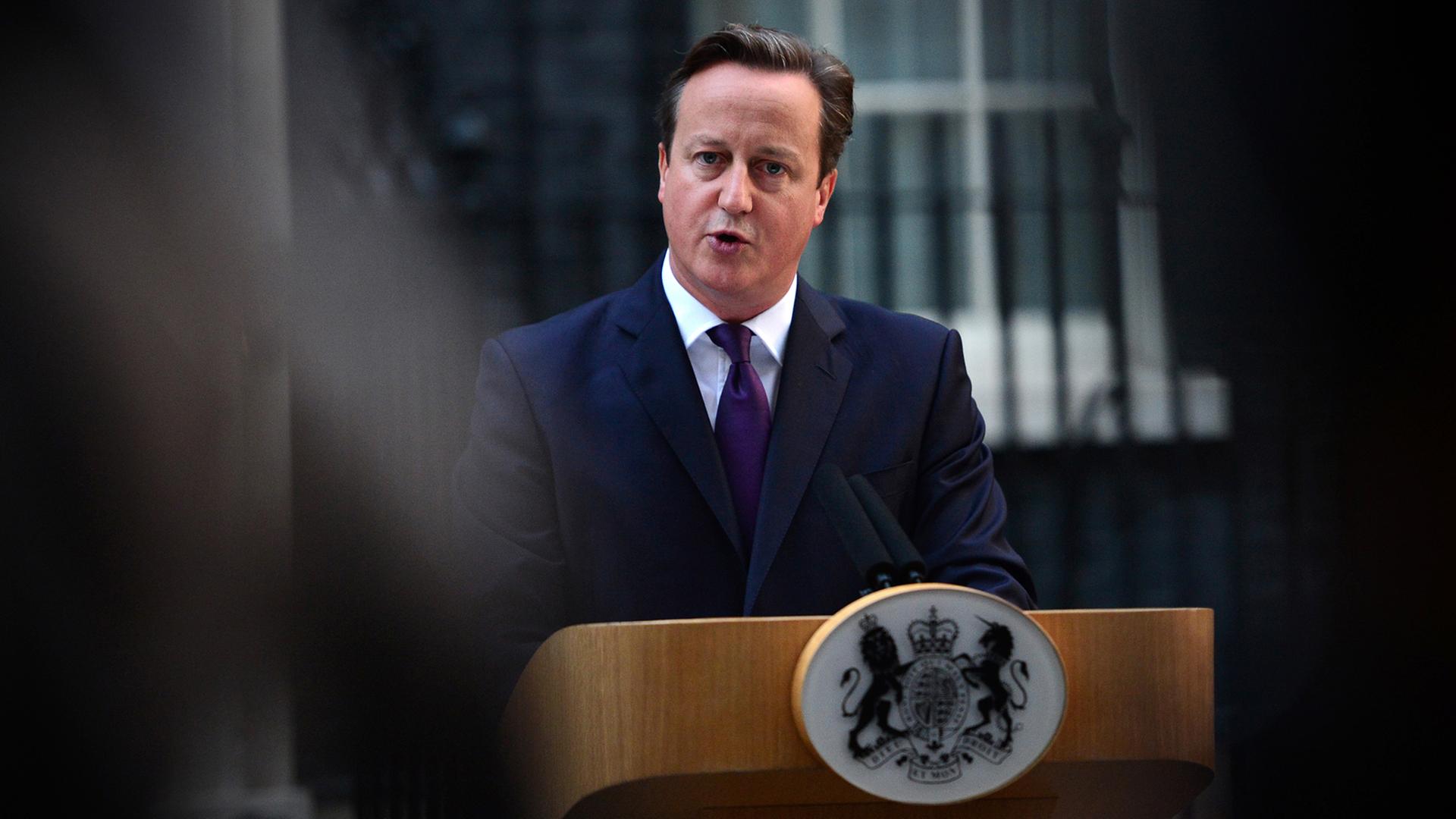 David Cameron bei einer Ansprache vor seinem Amtssitz Downing Street No. 10 in London