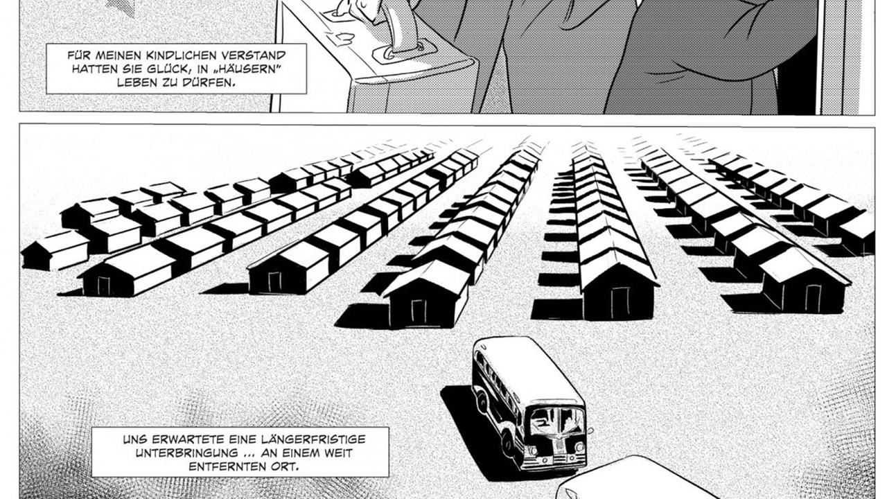 Ausschnitt einer Seite aus der Graphic Novel von George Takei "They Called Us Enemy".