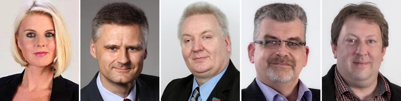 Die fünf AfD-Politiker, die in Berlin mit Direktmandat ins Abgeordnetenhaus gewählt wurden: Jessica Bießmann, Christian Buchholz, Kay Nerstheimer, Frank Scholtysek, Gunnar Lindemann 