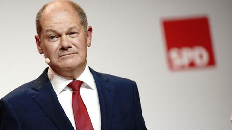 Olaf Scholz (SPD), Bundesminister der Finanzen, spricht bei einer Pressekonferenz, auf der er als Kanzlerkandidat seiner Partei für die Bundestagswahl 2021 vorgestellt wird