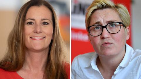 Montage: Porträts von Wissler und Henning-Wellsow