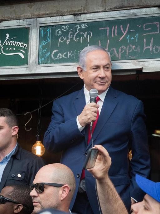 Der israelische Ministerpräsident und Likud-Vorsitzende Benjamin Netanjahu bei einem seiner Wahlkampfauftritte in Jerusalem