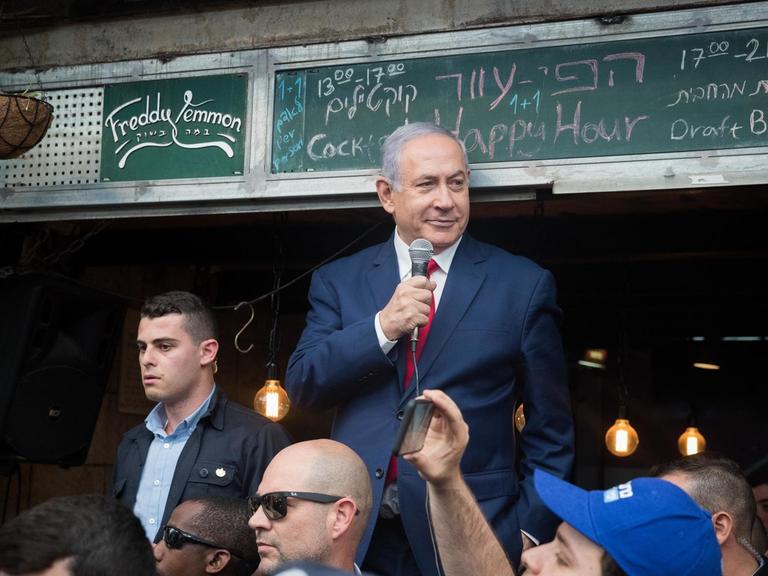 Der israelische Ministerpräsident und Likud-Vorsitzende Benjamin Netanjahu bei einem seiner Wahlkampfauftritte in Jerusalem