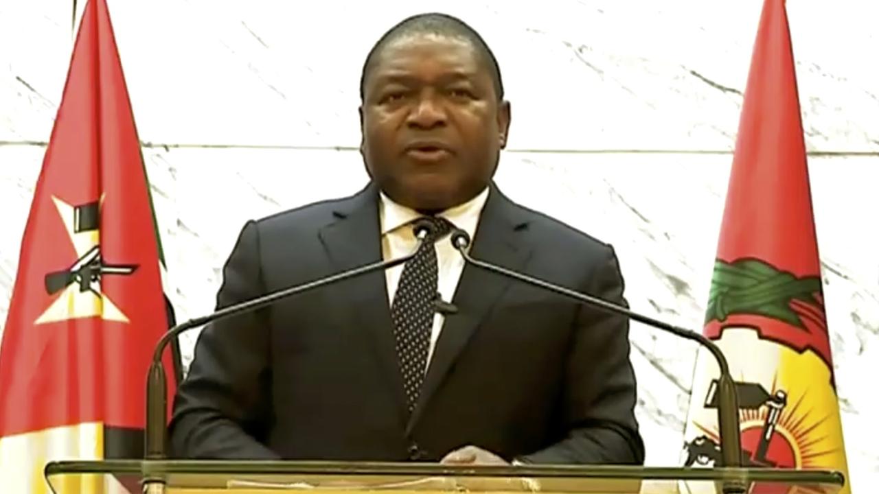 In this image made from UNTV video, Filipe Jacinto Nyusi, President of Mozambique, speaks in a pre-recorded message which was played during the 75th session of the United Nations General Assembly, Wednesday, Sept. 23, 2020, at UN headquarters. (UNTV via AP)