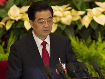 China soll Einparteienstaat bleiben: Der scheidende Staatschef Hu Jintao auf dem 18. Parteitag der KP