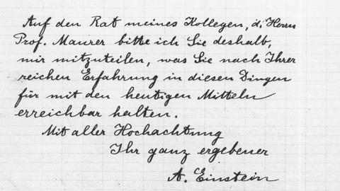 Ausschnitt eines Briefes von Albert Einstein an George Ellery Hale