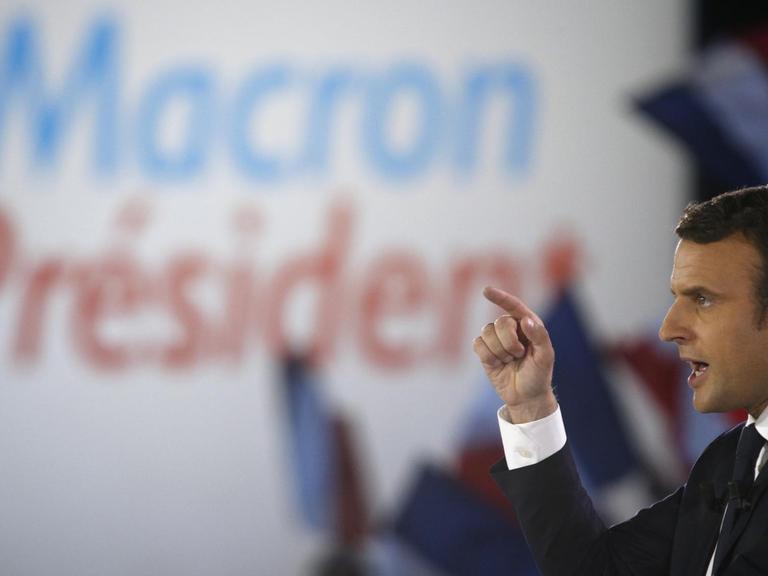 Der Präsidentschaftskandidat der Bewegung En Marche, Emmanuel Macron, bei einer Rede am 1. Mai während seines Wahlkampfs.