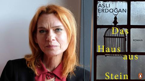 Zu sehen ist die Autorin Asli Erdogan: und ihr Roman "Das Haus aus Stein"