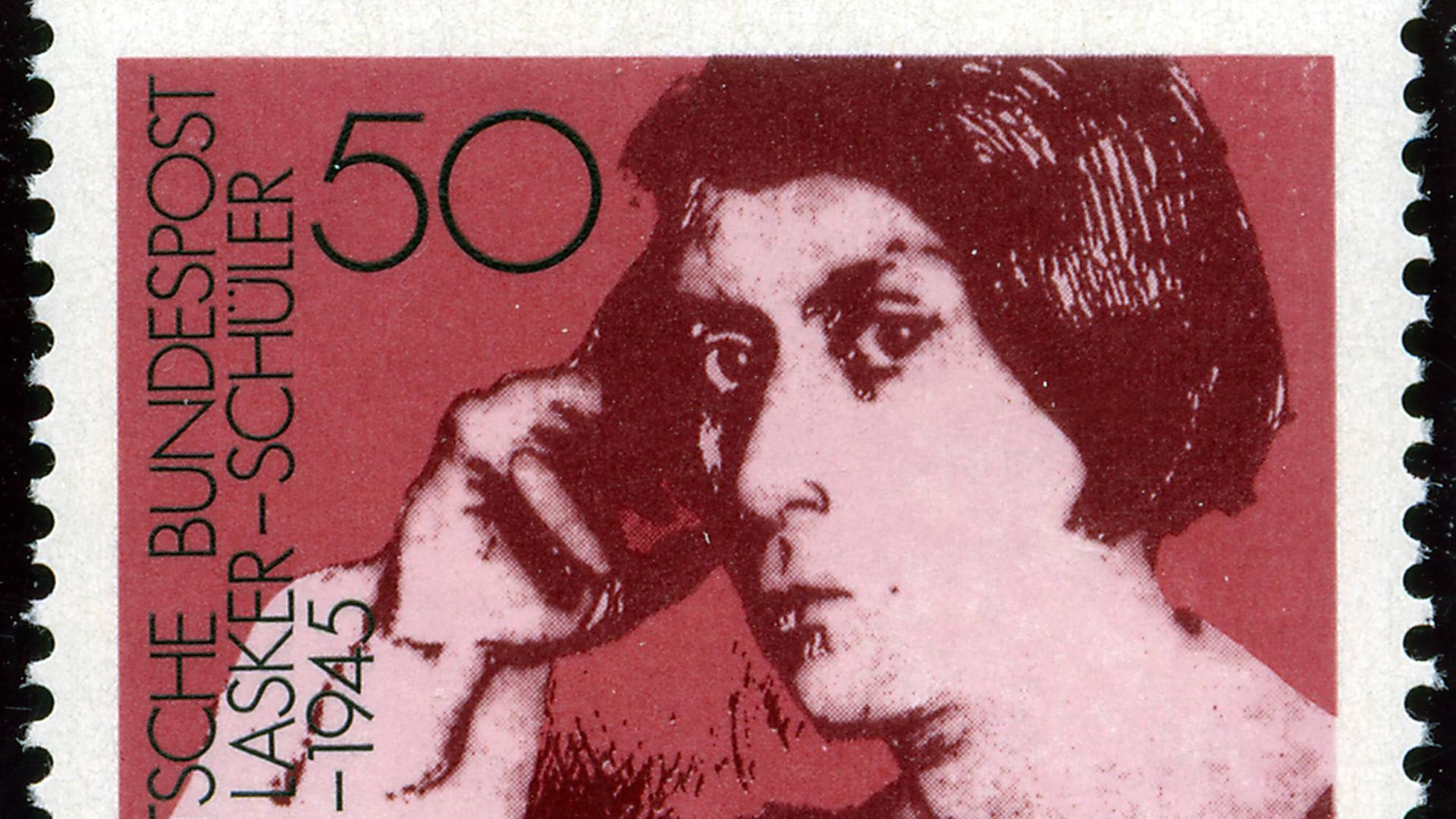 Else Lasker-Schüler auf einer Briefmarke der Deutschen Bundespost über 50 Pfennig aus dem Jahre 1975.