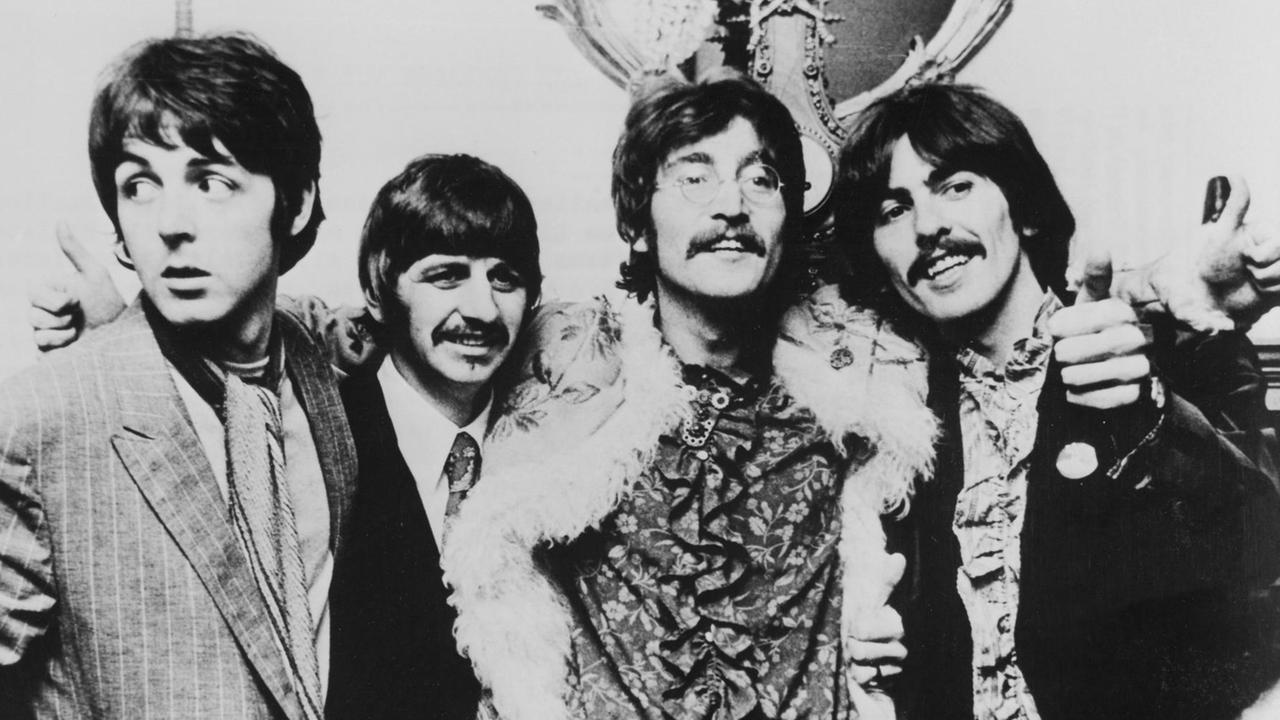 Ein Foto von der Popgruppe "Beatles" um 1970.