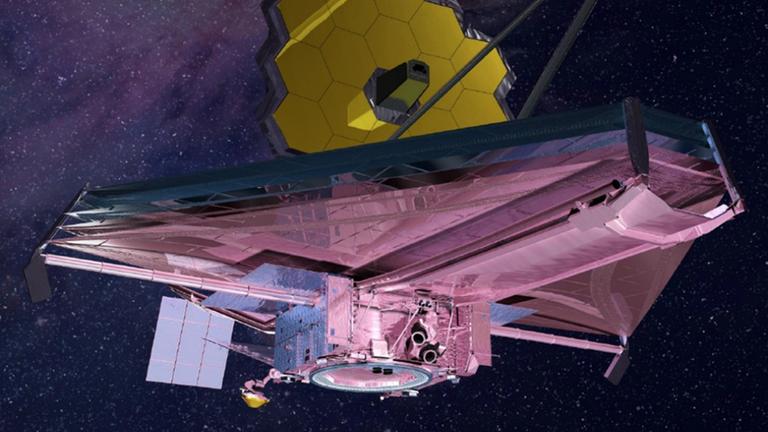 Ende des Jahres soll das James-Webb-Teleskop (Animation) ins All starten, das auch bei der Erforschung der Quasare zum Einsatz kommen wird