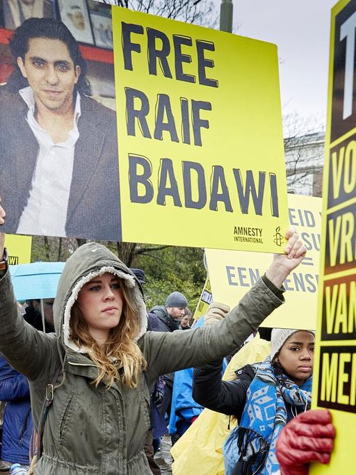 Protest in Den Haag für die Freilassung von Raif Badawi
