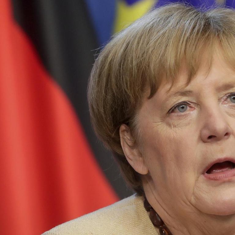 Bundeskanzlerin Angela Merkel während einer Pressekonferenz auf dem EU-Gipfel am 25. Juni 2021 in Brüssel. 