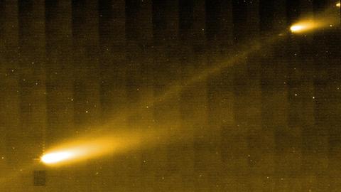 Fragmente des Kometen Schwassmann-Wachmann 3 im Jahr 2006