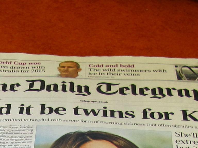 Titelseite einer Ausgabe der britischen Tageszeitung " Daily Telegraph"