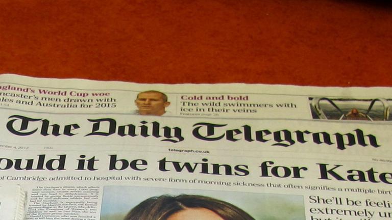 Titelseite einer Ausgabe der britischen Tageszeitung " Daily Telegraph"