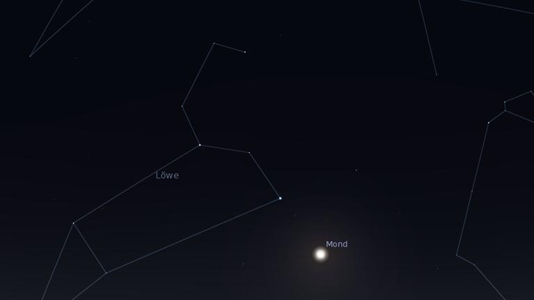 Der Mond bildet mit Kopf und Brust des Löwen heute Nacht ein umgedrehtes Fragezeichen Der Mond bildet mit Kopf und Brust des Löwen heute Nacht ein umgedrehtes Fragezeichen