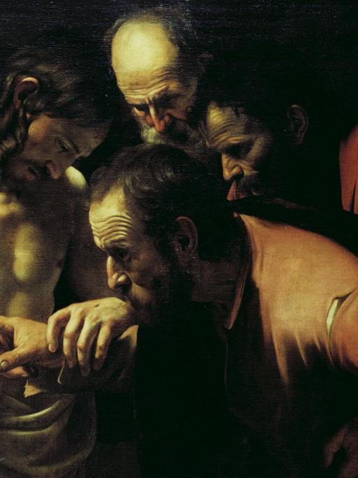 In Caravaggios Bild "Der ungläubige Thomas" um 1595/1600 wird neugierig die erlangte Wunde von den Beteiligten betrachtet.