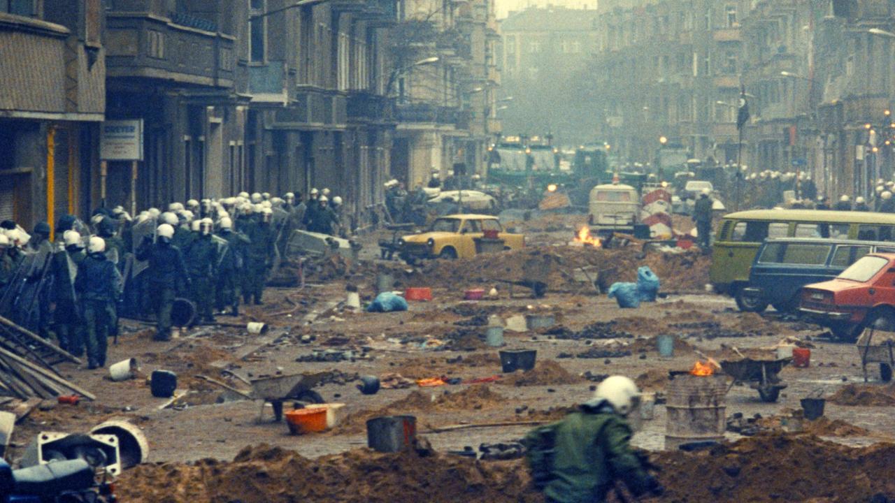 Mainzer Straße in Berlin-Friedrichshain im November 1990