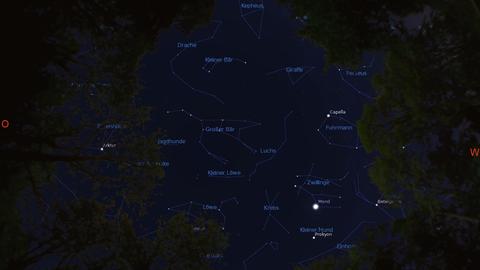 Der Große Wagen steht in den frühen Abendstunden fast im Zenit