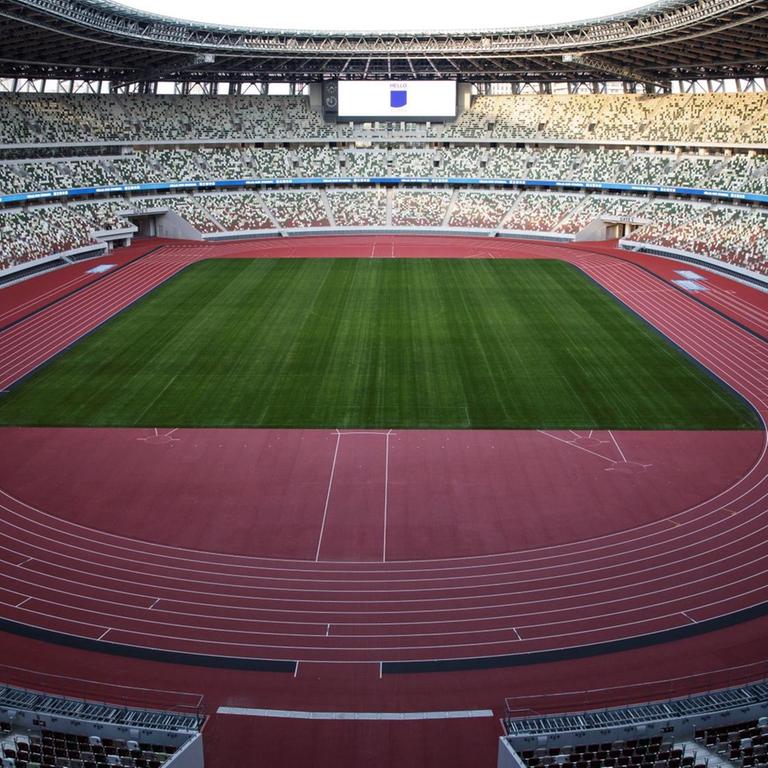 Das neu gebaute japanische Nationalstadion für die Olympischen Sommerspiele 2020 in Tokio