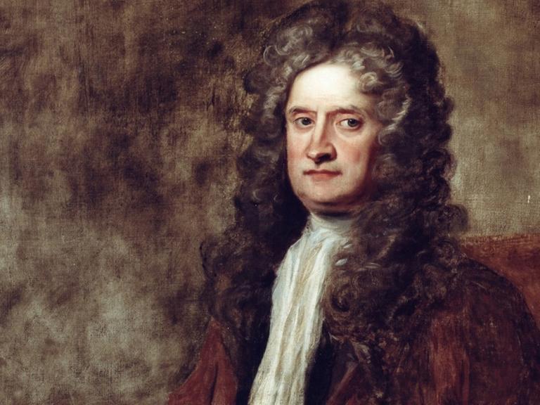 Der Physiker und Philosoph Sir Isaac Newton auf einem Gemälde der Royal Society, London