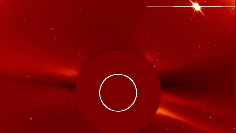 Venus hinter der Sonne, aufgenommen vom Sonnensatelliten SOHO vor zwei Tagen