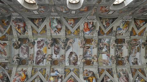 Deckenmalerei in der Sixtinischen Kapelle in den Vatikanischen Museen in Rom